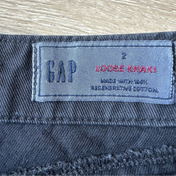 Gap Loose Khaki Pants Black Sz 2 Straight Leg - Picture 7 of 9